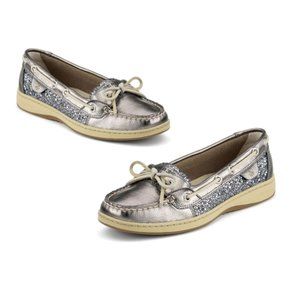 SPERRY Top Sider GLITTER Angelfish Boat Shoes - Pewter/Charcoal Sz 6